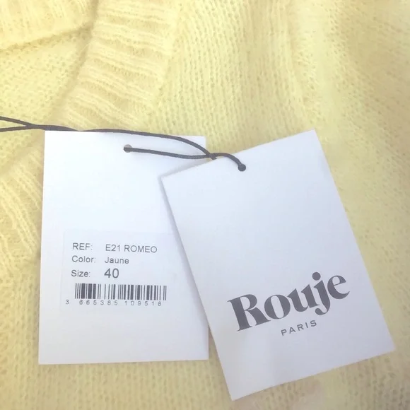 Rouje Paris Romeo Cardigan Sweater in Soft Yellow Size 40/Medium - Picture 6 of 11